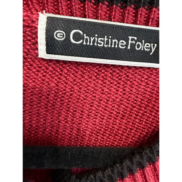 VTG Christine Foley Dogs Knit Cardigan Sweater Women's S (1) Red 90s Dog Pets - Picture 11 of 13